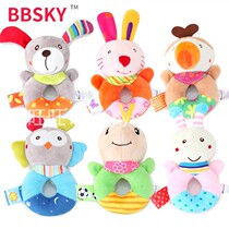 BBSKY Cartoon Animal Hand Ring Fabric Rattle Baby Grasp Round Hand Rattle Grasp Toy