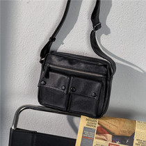 Hong Kongs new mens leather small satchel with single shoulder inclined satchel for casual bag fashion Tidal Leather Satchel