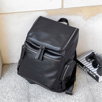 Hong Kong 2021 new fashion trends genuine leather double shoulder bag men backpack casual college student bag computer bag