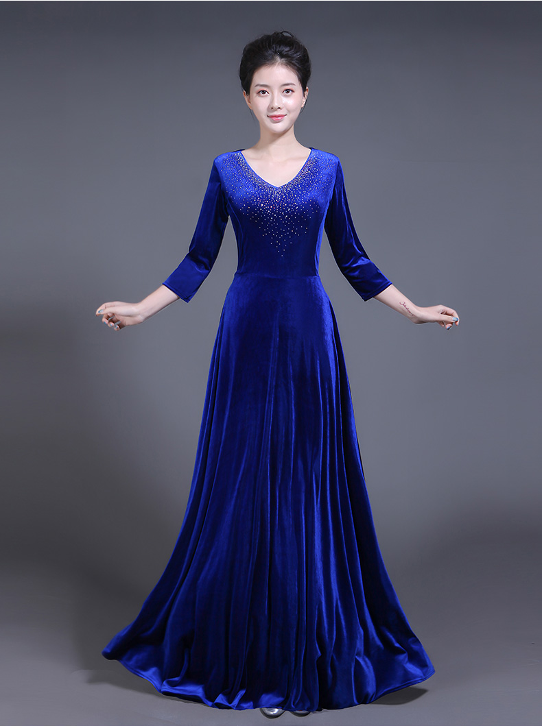 合唱服长裙学生学院2017新款晚礼服长款大合唱团演出服年会礼服女