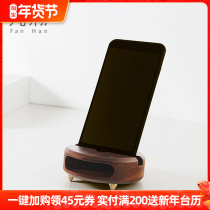 Solid Wood mobile phone loudspeaker mini Universal Portable physical speaker bedside lazy mobile phone desktop stand