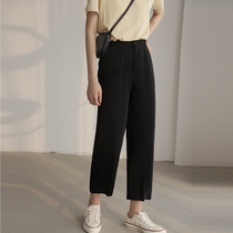 Casual pants womens Korean summer thin straight loose thin nine-point high waist drop sense wide leg all-match suit pants