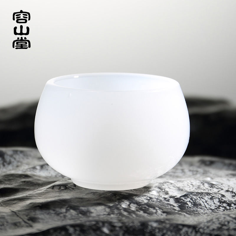 Jade white porcelain up porcelain cup RongShan hall large sample tea cup coloured glaze Jade build master cup single CPU kung fu tea set