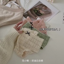 Van Little Sloth Cream Clouds puffs Pants Female Teen Girl Student Pure Cotton Crotch Bag Hip Japan Mid-Waist Triangle Pants