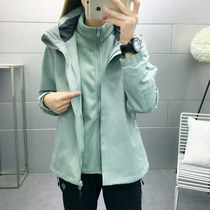 Winter stormtrooper solid color three-in-one removable plus velvet thickening womens two-piece windproof and warm mens mountaineering clothing