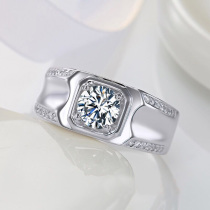 Chow Tai Fook PT950 platinum diamond ring real diamonds 1 karat mens platinum domineering ring married for example-the focus on engagement rings