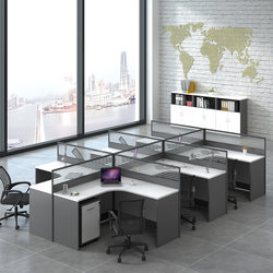 White staff desk 2/4/6 person dry king ten corner L-shaped grid screen partition workstation combination