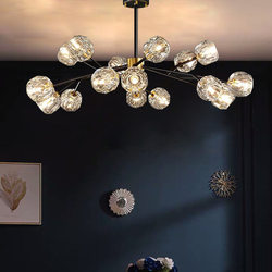 Lamps all-copper magic bean chandelier light luxury modern restaurant internet celebrity molecules living room bedroom lamp crystal branch home