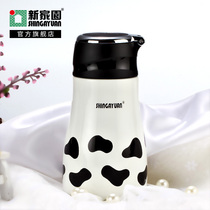 New home portable thermos cup female cute stainless steel cup Childrens student creative cow black and white big belly water cup
