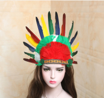 Ethnic style African drum Indian wears feather headband to perform dance props headdress ostrich hair headband headband
