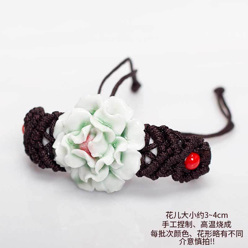 Jingdezhen ceramic arts and crafts wholesale pinch flower bracelet luoyang peony bracelets many bracelets