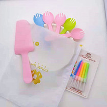 Birthday Cake Cutlery Fork Spoon Suit Plastic Disposable Cake Knife Fork Pan Baking Suit Knife Fork disc Composition