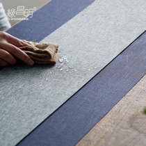 Green Changming tea mat Chinese tea table tea flag Chinese wind pure color tea table cloth anti-burn tea track accessories Multi-size optional