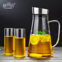 Green Changming cool water pot glass high temperature resistant home large capacity kettle cold tea pot Nordic creative cold water pot suit