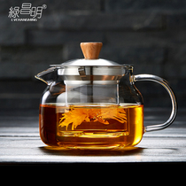 Green Changming Heat Resistant Glass Teapot Home Mini Flower Brewing Teapot with Filter High Temperature Resistant Tea Maker Tea Set