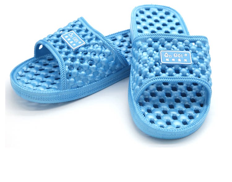 进口越南温突拖鞋男夏橡胶防滑软底镂空透气居家浴室按摩情侣拖鞋_双