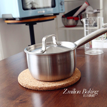 304 stainless steel household milk pot thickened compound bottom non-stick pot baby food supplement small soup cooker induction cooker gas Universal