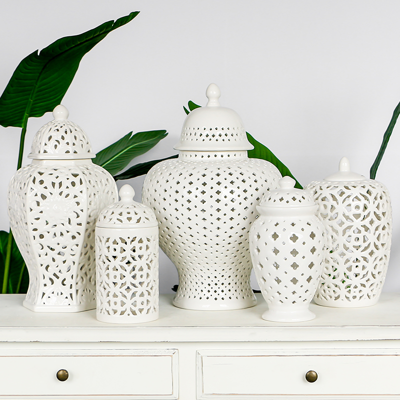 The Nordic white hollow out The general series ceramic pot furnishing articles creative I and contracted household decorate The living room decoration