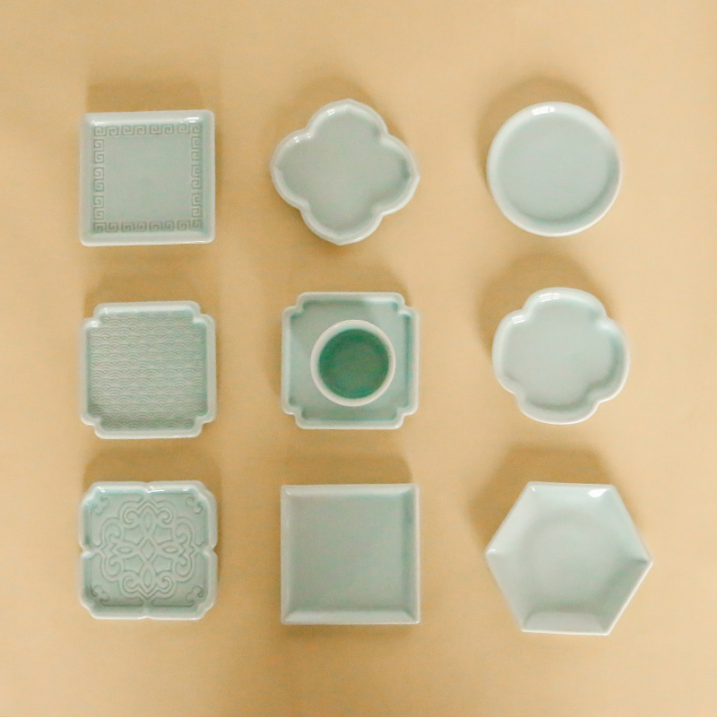 Geometric space ceramic small cup mat insulation cup eat mat creative view window design tea saucer saucer