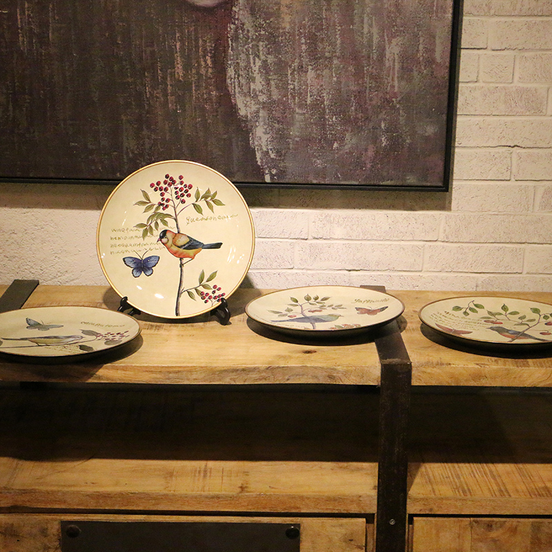 【 】 in the geometry space Europe type restoring ancient ways of flowers and birds painting decorative hanging dish plate household act the role ofing is tasted ceramic arts and crafts