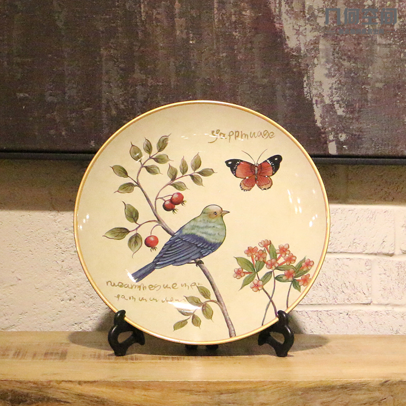 【 】 in the geometry space Europe type restoring ancient ways of flowers and birds painting decorative hanging dish plate household act the role ofing is tasted ceramic arts and crafts