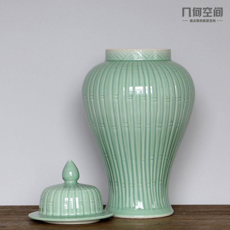 European household adornment vases, flower receptacle furnishing articles of jingdezhen ceramic checking bamboo carving grain general tank