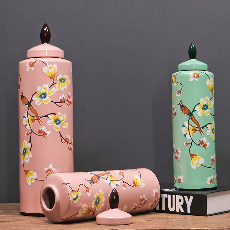 American pastoral wind in the geometry space of flowers and birds on ceramic decoration can suit room decoration creative arts and crafts