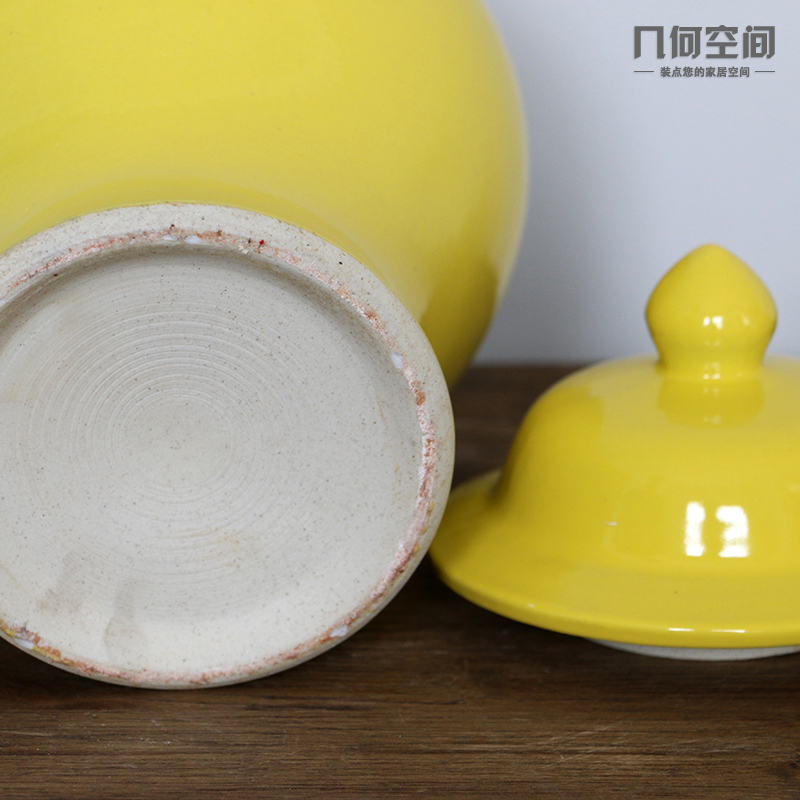 Jingdezhen ceramics lemon yellow the general pot of single glaze vase, flower, flower receptacle household soft adornment is placed