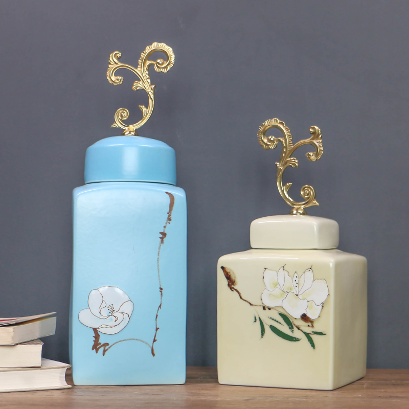Modern Chinese copper hand draw freehand brushwork in traditional Chinese lotus pattern ceramic art decoration can of ou shigu flower vase furnishing articles