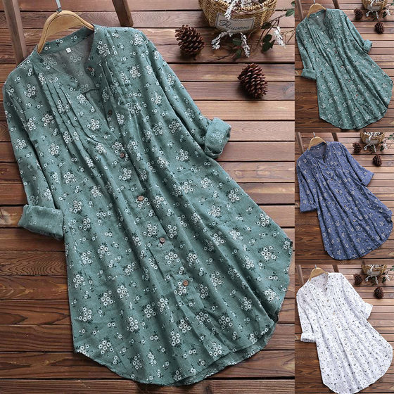 Cotton and linen women's long-sleeved shirt spring and autumn loose large size women's clothing fat mm ethnic style floral V-neck top
Cotton and linen women's long-sleeved shirt spring and autumn loose large size women's clothing fat mm ethnic style floral V-neck top