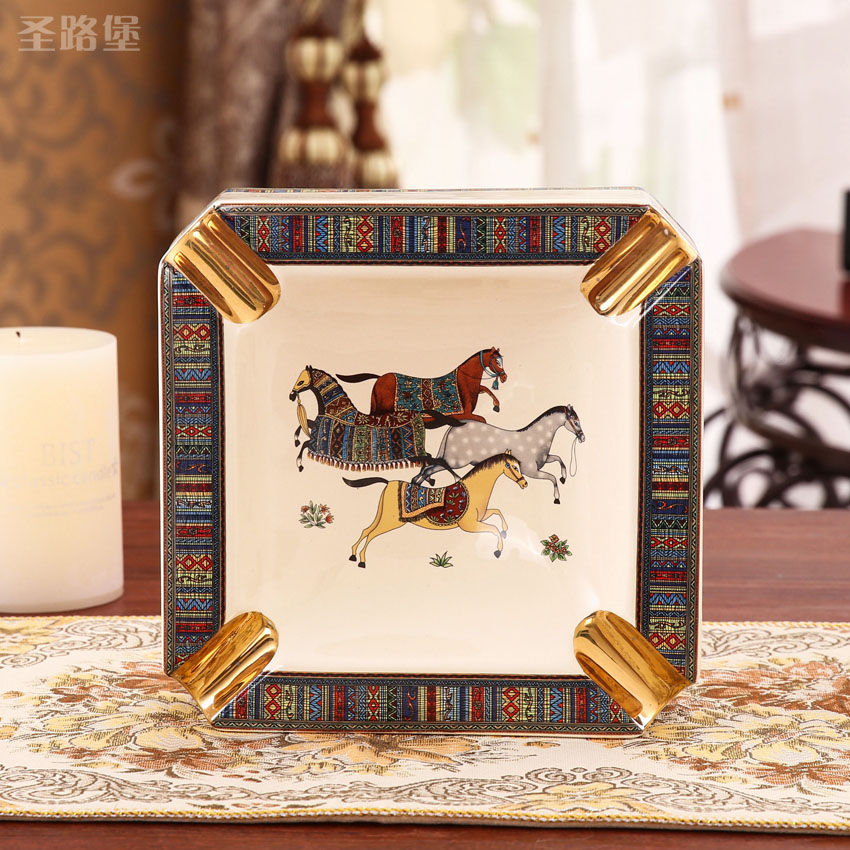 Fort SAN road ashtray Nordic light key-2 luxury ceramic ashtray home sitting room adornment is placed large ashtray