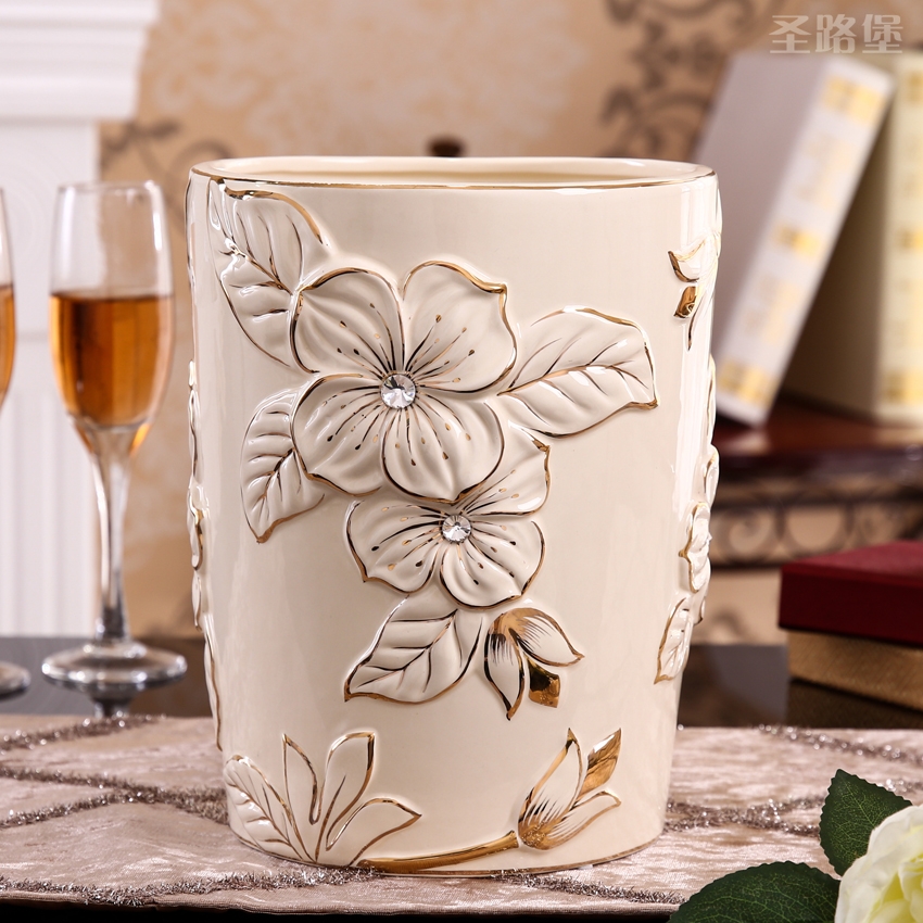 SAN road fort European ceramic bin home sitting room umbrella basket decoration flower barrels furnishing articles bedroom trash bag in the mail