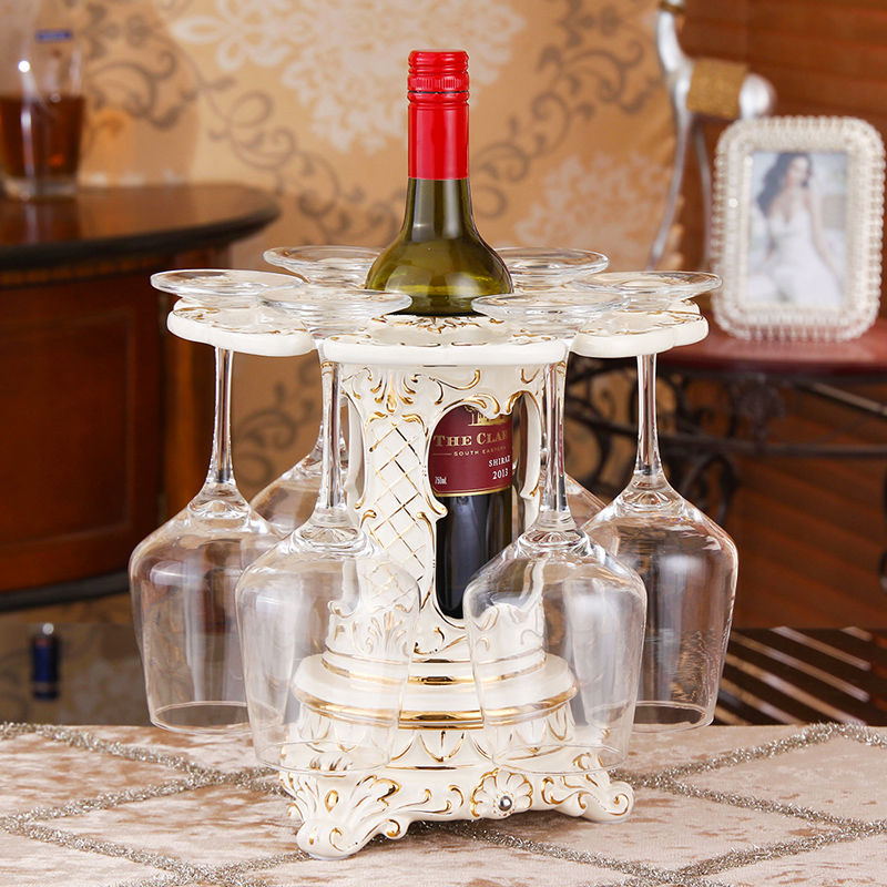 European cup upside down household rotating ceramic goblet aircraft creative wine sitting room adornment is placed red wine rack