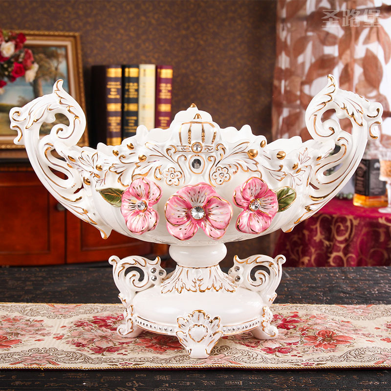 European fruit bowl bowl large household fruit bowl wedding individuality creative ceramic decoration furnishing articles compote sitting room