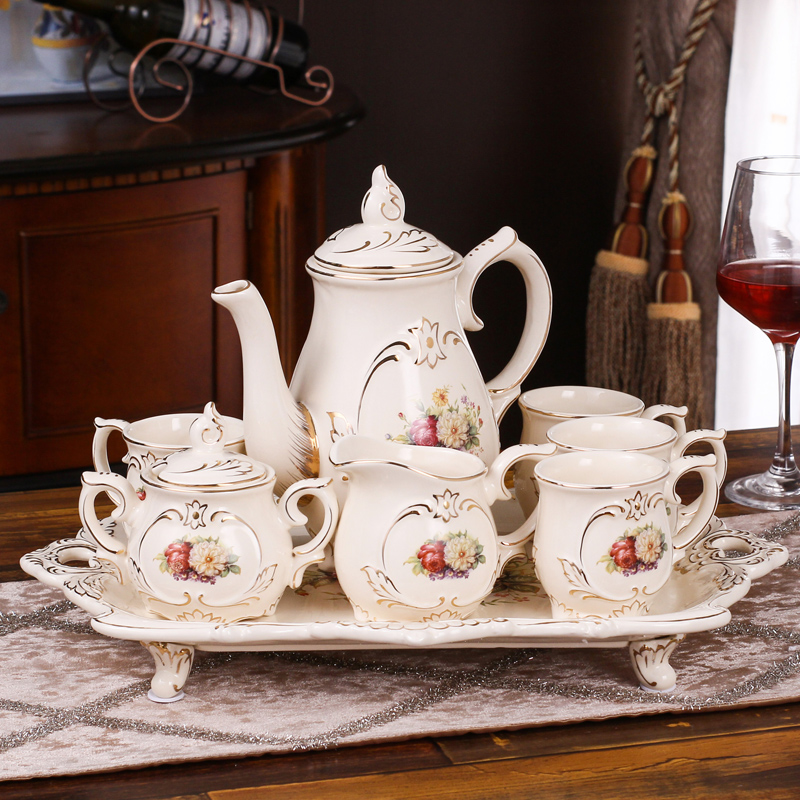 European ceramic tea set home sitting room with the tray was coffee cup suit creative wedding present for girlfriends