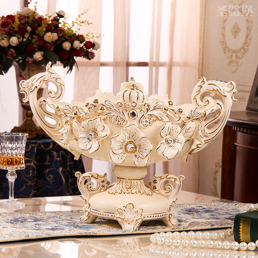 European fruit bowl bowl large household fruit bowl wedding individuality creative ceramic decoration furnishing articles compote sitting room