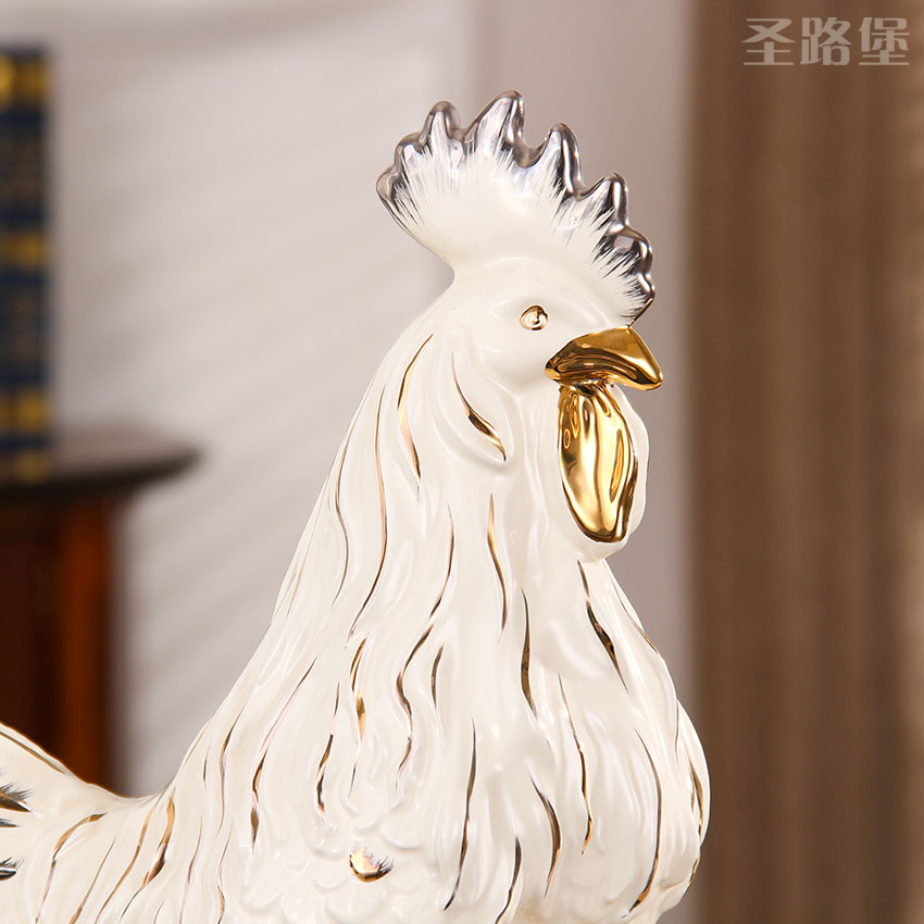 SAN road fort European ceramic chicken place large golden rooster wing shape marriage decorations arts and crafts