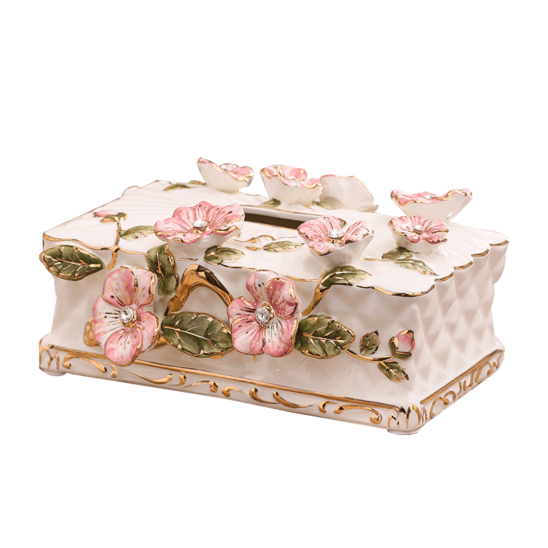 European rural ceramic tissue box house sitting room color carton furnishing articles wedding gifts home decoration