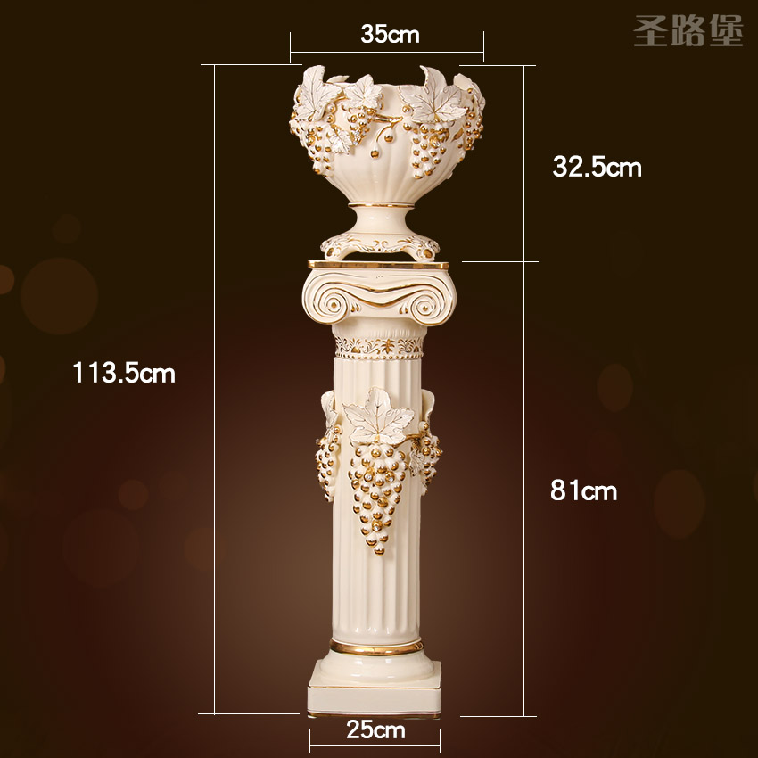 European Roman column furnishing articles ceramic decorative dried flowers, flower pot villa TV ark place, a large sitting room ground vase