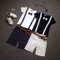 Boys' summer suit with pure cotton Summer children's short sleeve baby shorts two sets of dresses Six One Children's costume