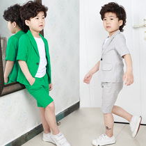 summer boy baby suit short sleeve pants dress cotton linen summer children's suit three piece set trendy