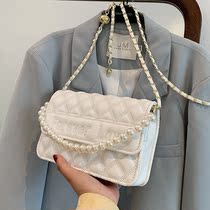Hong Kong tide brand high-end popular pearl small bag female 2022 new fashion one-shoulder messenger chain small square bag