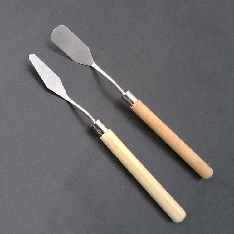 木柄平头油画刀水粉铲刀 颜料挑刀平头 斜头调色刀油画刀 刮刀