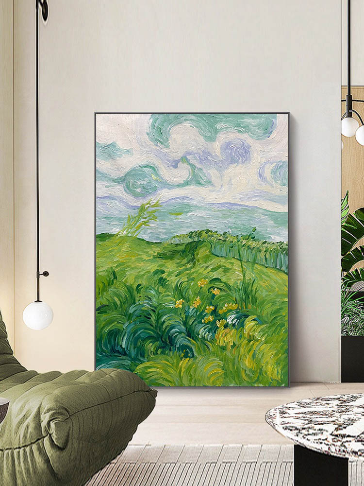Hand Painted Entrance Painting Modern Minimalist Living Room Sofa Wall Painting Cream Style Abstract Landscape Mural