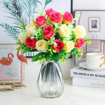 The living room is simulated to dry flowers and fake flowers The decorative small potted planting pendulum and plastic flower art decorated with silk flowers