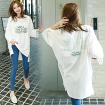 Fat Mm Plus Fat Increase Code 200 Catty Pregnant Woman Blouses Korean Version Loose Medium Long Style Fashion Boomer Summer Short Sleeve T-Shirt