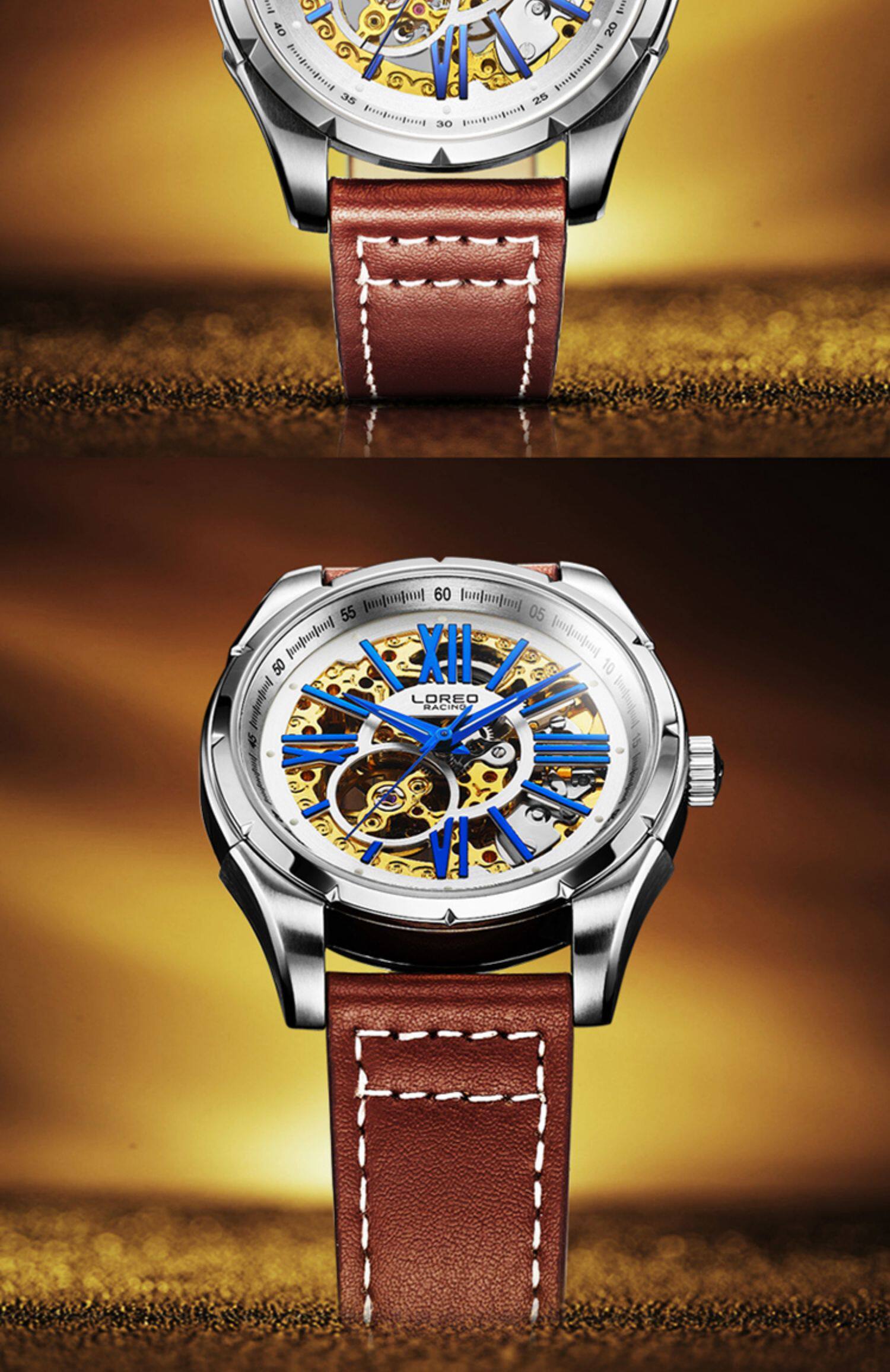 雷力欧手表男士2022年新款全自动机械表防水夜光十大镂空品牌男表