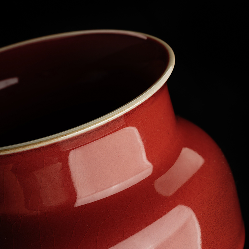 Cloud art of jingdezhen undressed ore glaze cowpea red in hot water to wash the bucket water jar writing brush washer built hydrological fitting