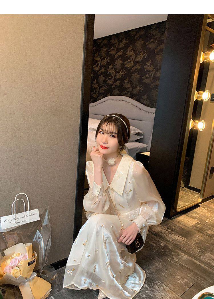 暮云纱2021年春夏新款温柔甜美小雏菊初恋连衣裙气质流光仙女裙