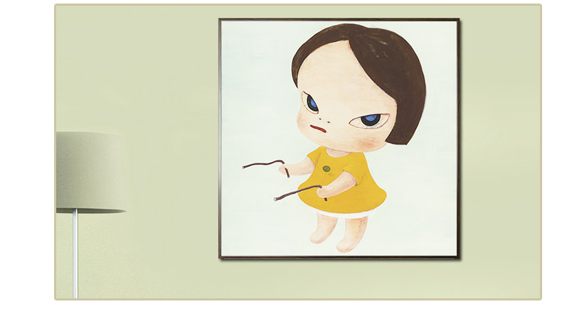 nara奈良美智小a壁画壁画卡通现代简约儿童客厅装饰画玩具房风格持娃娃枪认定怎么抢劫图片